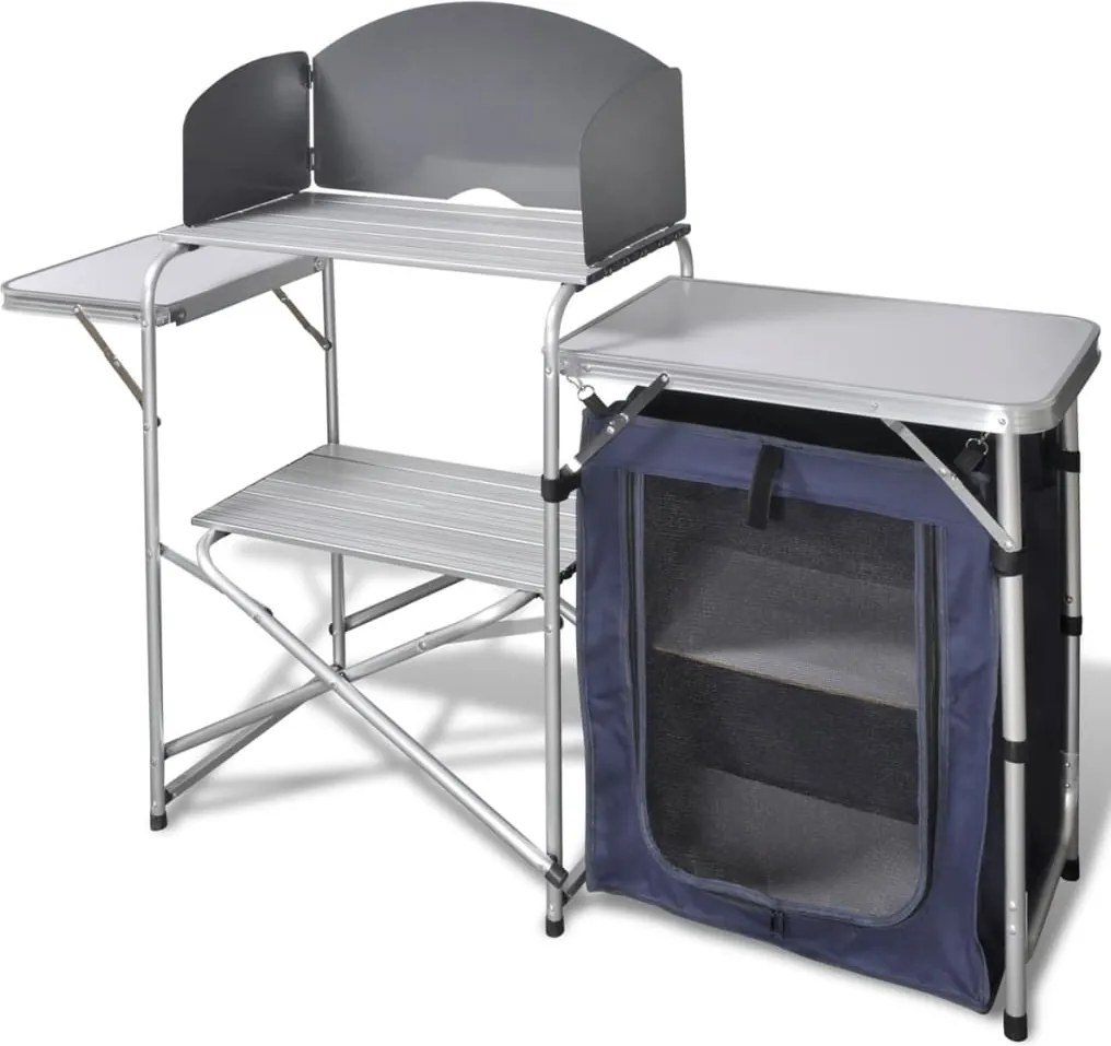 vidaXL Unidade cozinha p/ campismo dobrável c/ para-brisas de alumínio