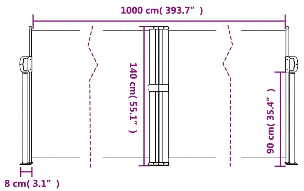 Toldo lateral retrátil 140x1000 cm creme