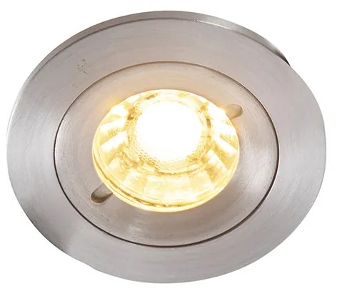 LED Foco embutido inteligente aço redondo IP44 incl. Wifi GU10 - Xena Moderno