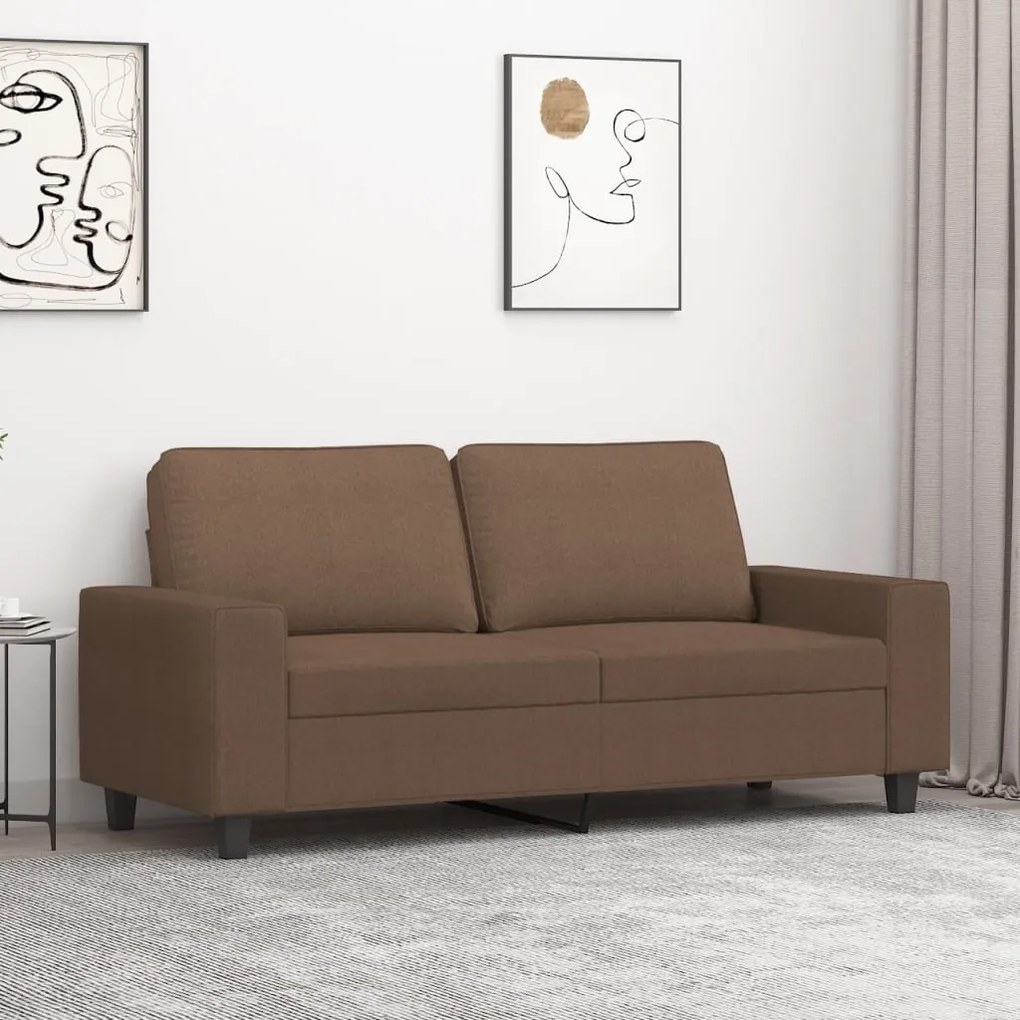 vidaXL Sofá de 2 lugares tecido 140 cm castanho