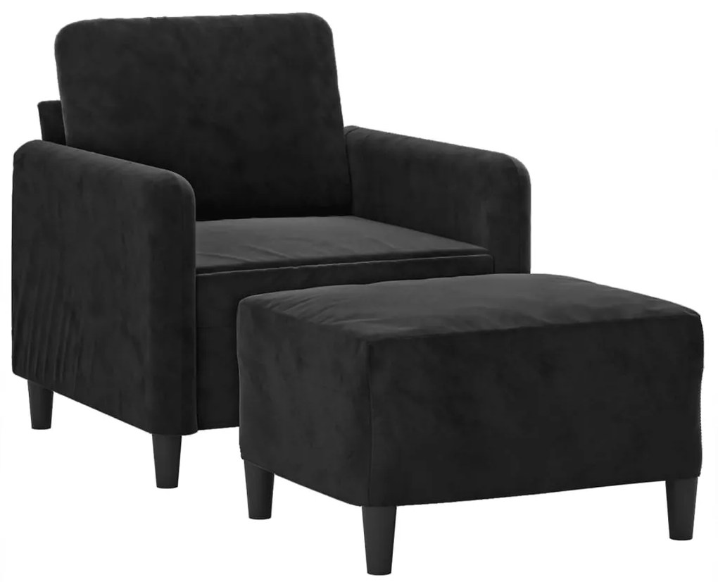 Poltrona com apoio de pés 60 cm veludo preto