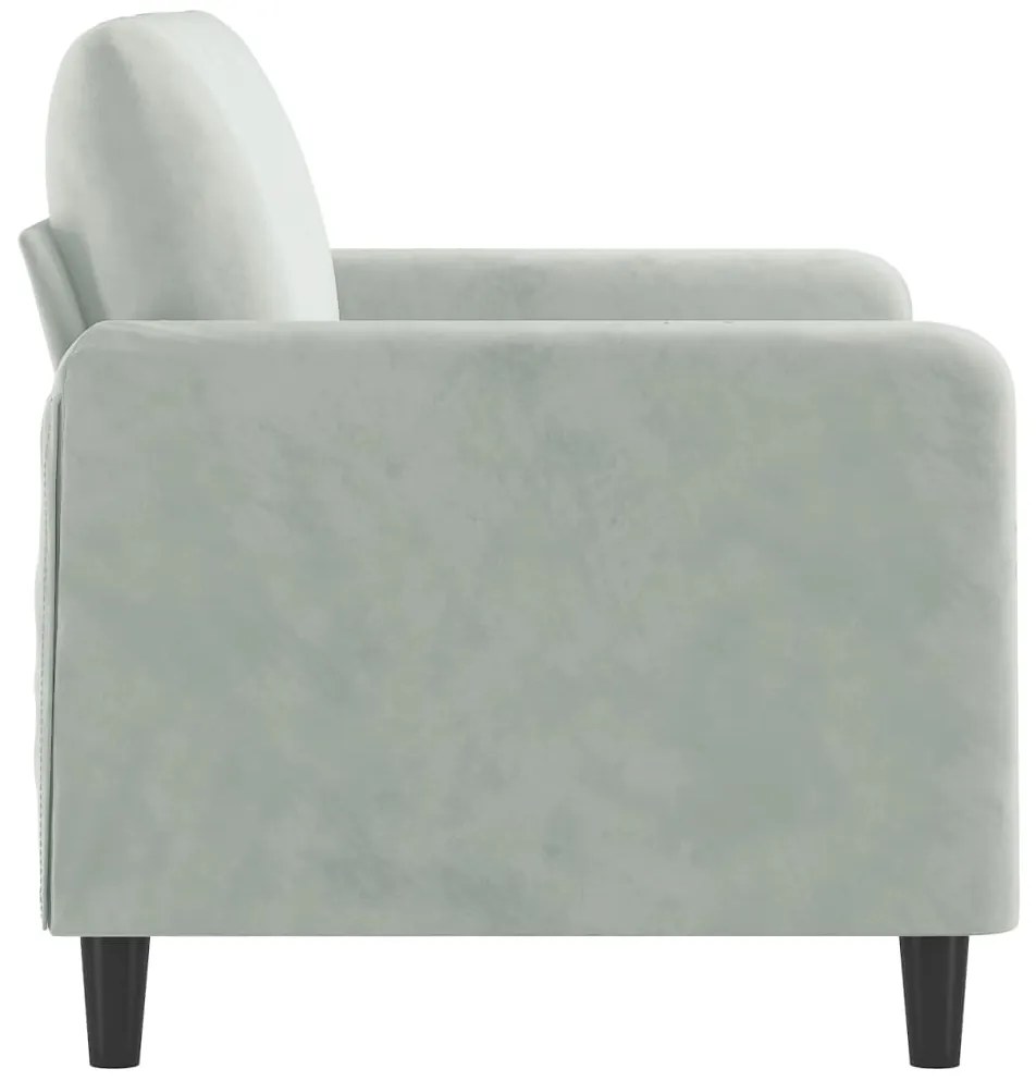 Sofá de 2 lugares 120 cm veludo cinzento-claro