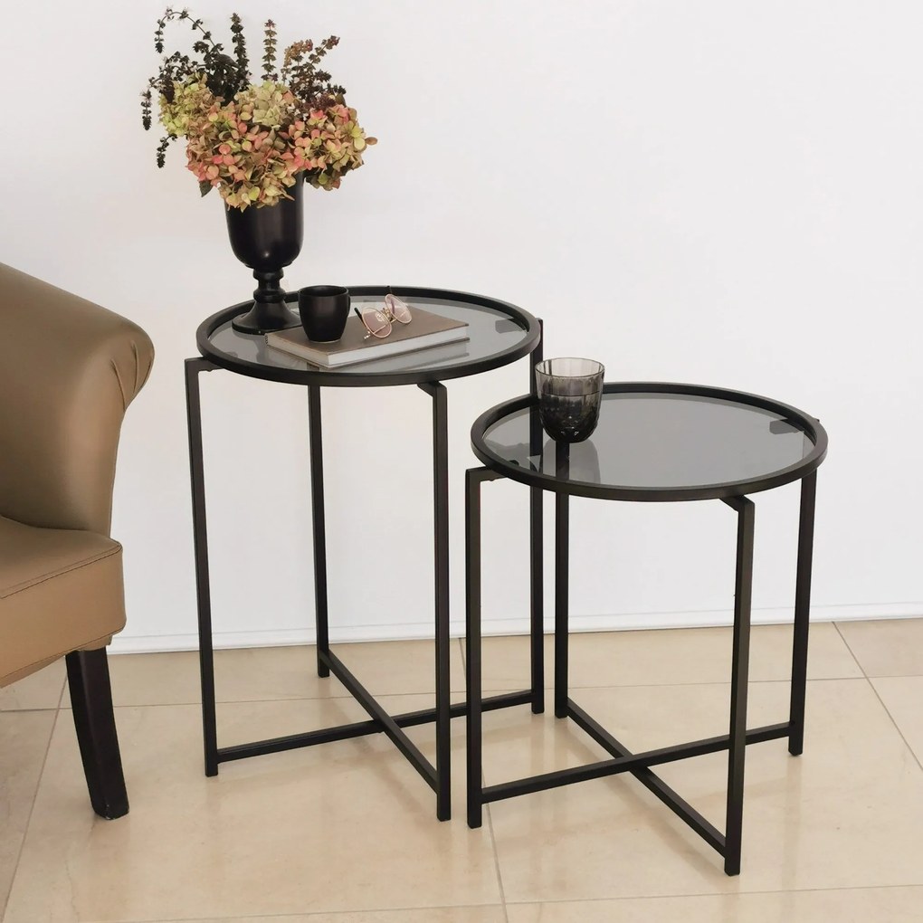 Mesa de Apoio S412F - Preto - 50x60x50 cm e 50x50x50 cm