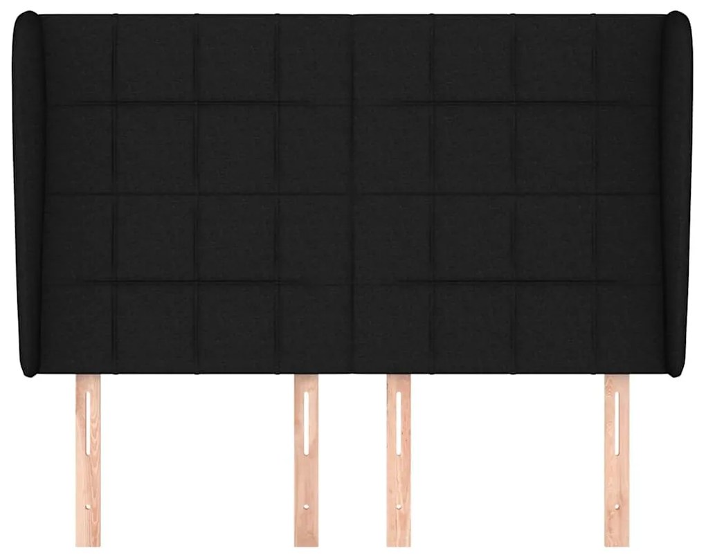 Cabeceira de cama c/ abas tecido 147x23x118/128 cm preto