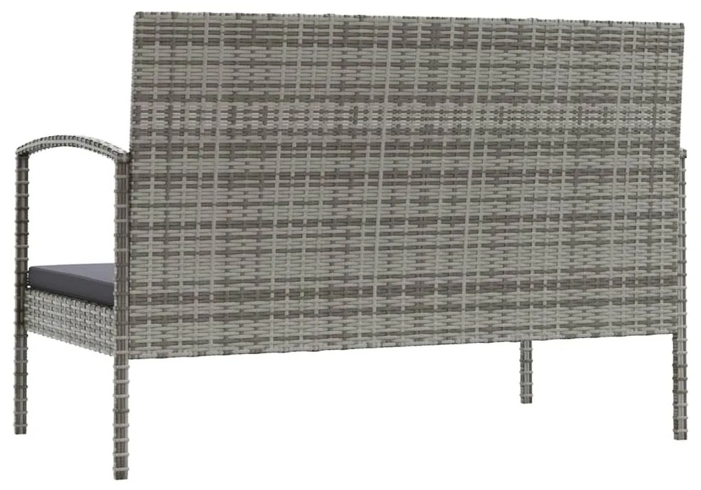 16 pcs conjunto lounge de jardim c/ almofadões vime PE cinzento