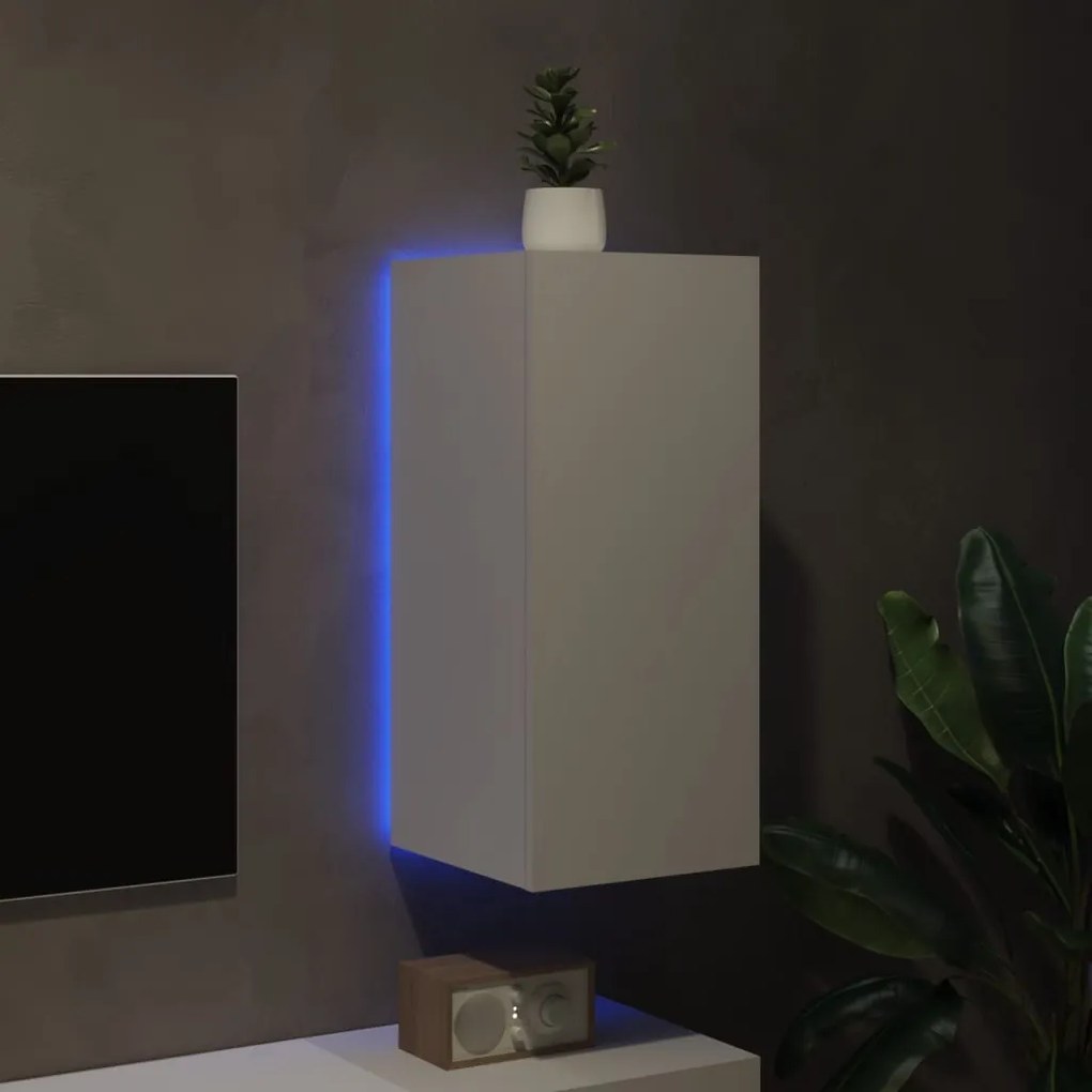 Móvel de parede para TV com luzes LED 30,5x35x70 cm branco