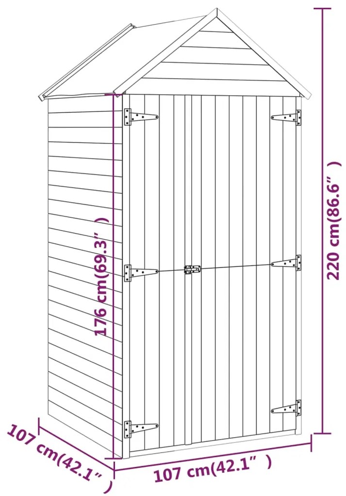 Abrigo p/ ferramentas c/ porta pinho impregnado 107x107x220 cm