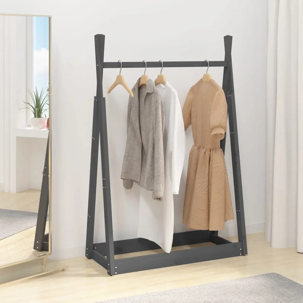 824985 vidaXL Suporte para roupas 100x45x150 cm madeira pinho maciça cinza
