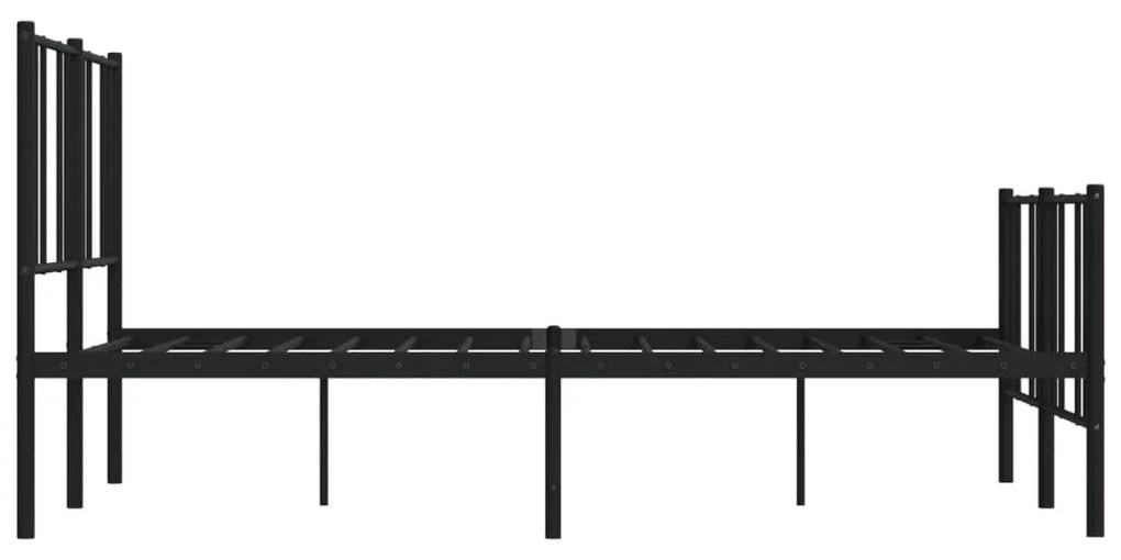 Estrutura de cama com cabeceira e pés 120x190 cm metal preto