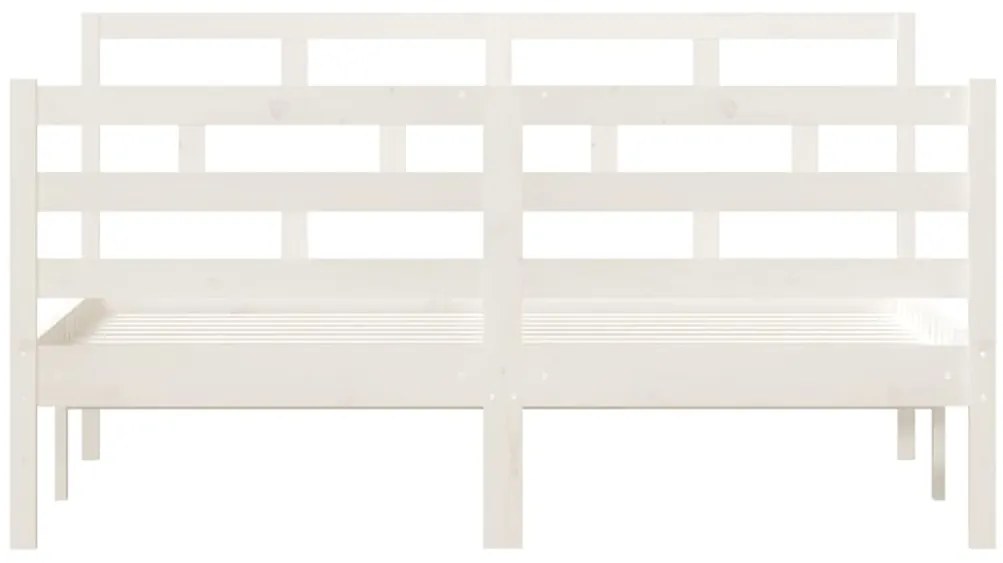 Estrutura de cama 140x190 cm madeira de pinho maciça branco