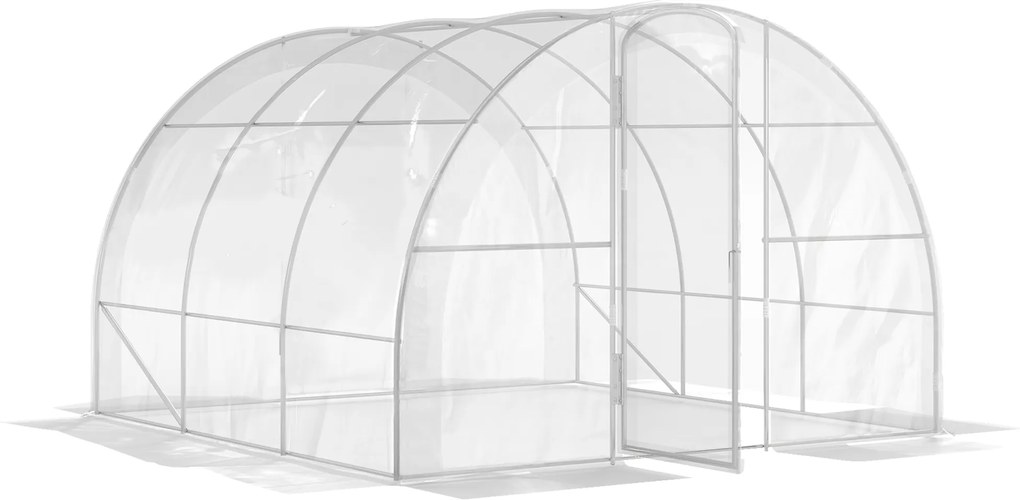Outsunny Estufa Túnel de Jardim 3x3x2 m Estufa de Exterior 9 m² Cobertura Pe 150 g/m² Porta com Dobradiças Transparente | Aosom Portugal