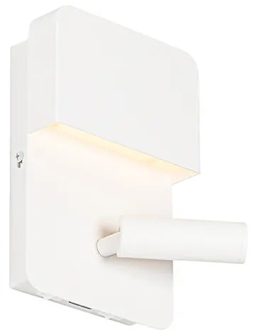 Candeeiro de parede moderno branco incluindo LED com USB e candeeiro de leitura - Robin Moderno