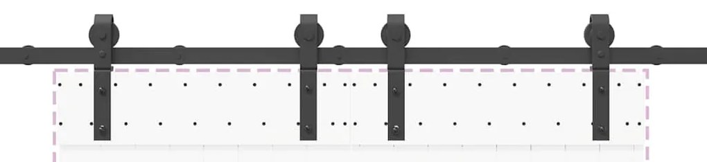 Kit de ferragens para porta deslizante 200 cm aço preto