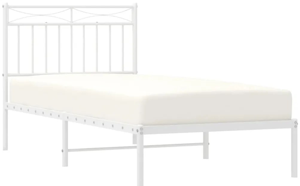 Estrutura de cama com cabeceira 90x190 cm metal branco