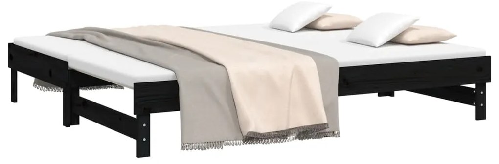 Sofá-cama de puxar 2x(90x200) cm pinho maciço preto