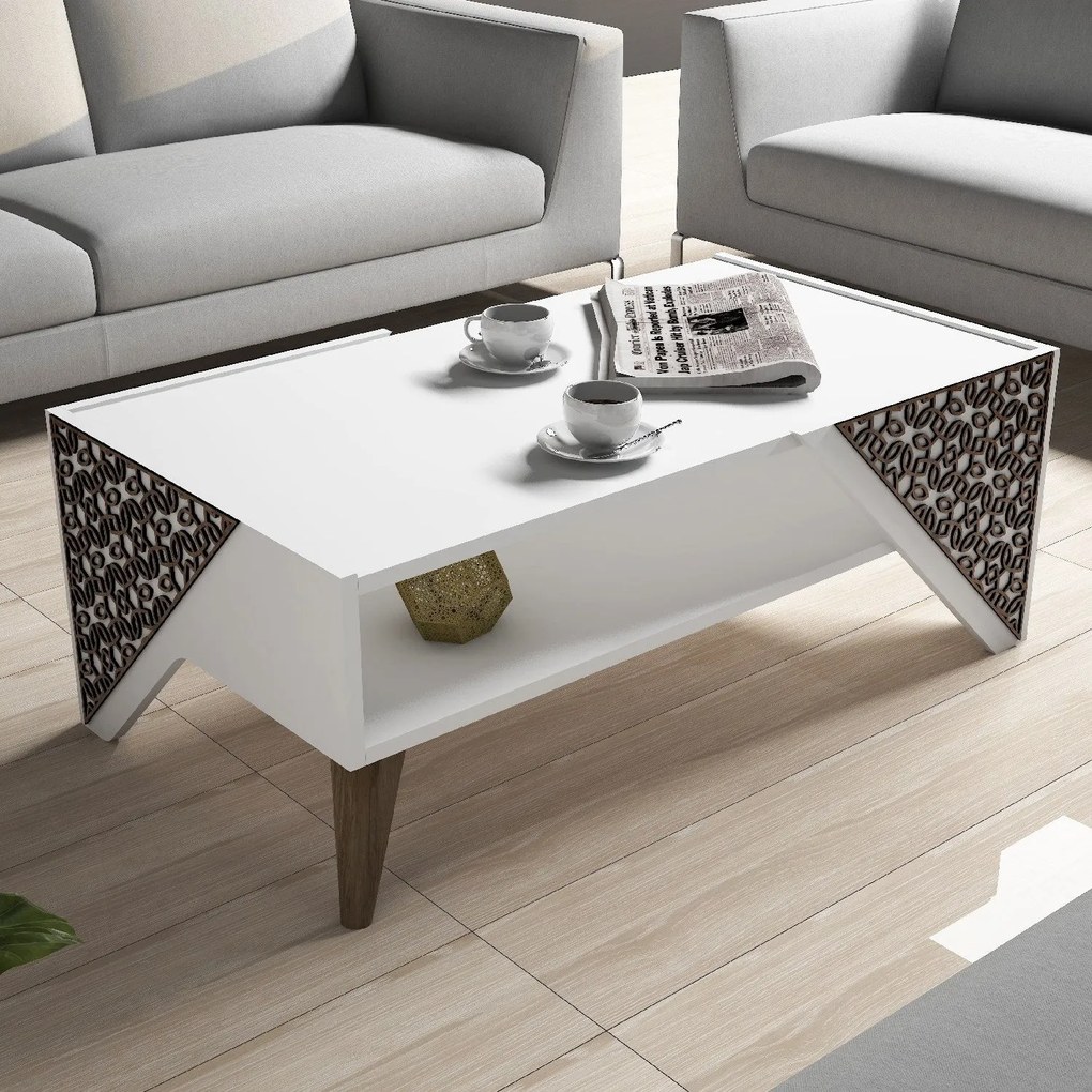 Mesa de Centro Beril – Branco – 105 cm x 58 cm x 40 cm