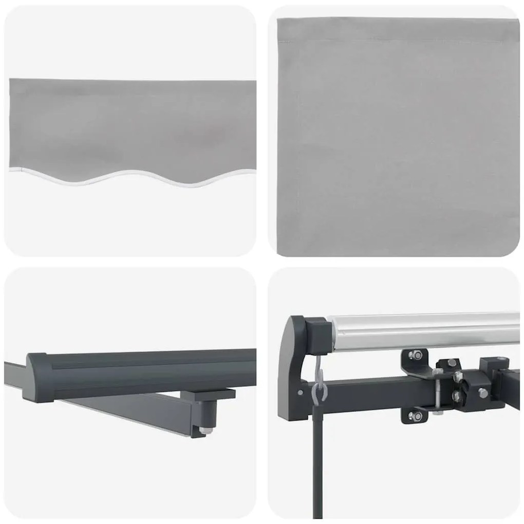 Toldo Retrátil Manual vidaXL com LED Cinza Claro 300x250 cm