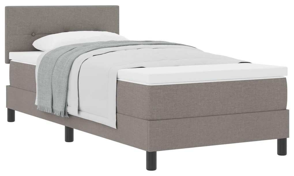 Cama Box Spring com Colchão Taupe 90x200 cm Tecido