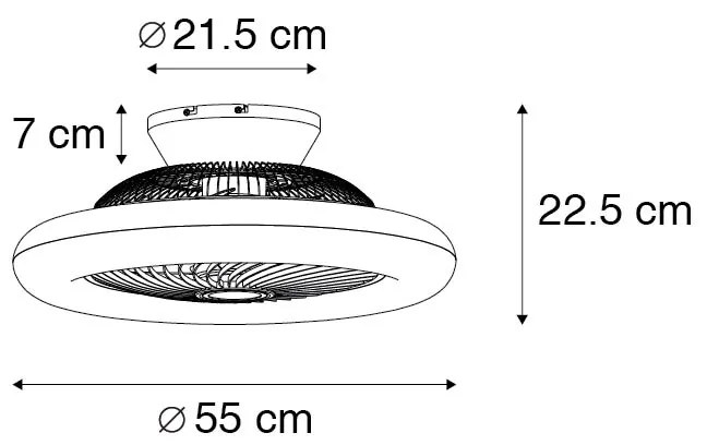 Ventilador de teto prateado com LED e comando remoto - Clima Design