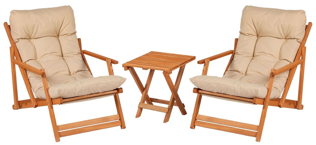 Conjunto de Mesa e Cadeiras My007 – Castanho e Creme – 40x81x50 cm | T