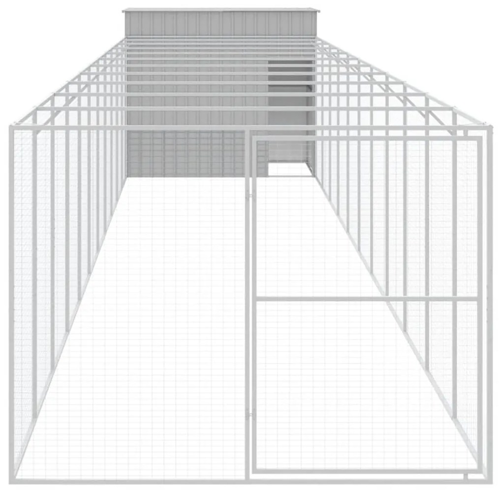 Casota cães c/ parque 214x1273x181 cm aço galvaniz. cinza-claro
