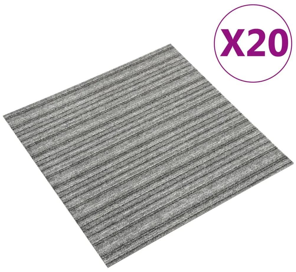 147312 vidaXL Ladrilhos carpete p/ pisos 20 pcs 5 m² 50x50 cm riscas cinzento
