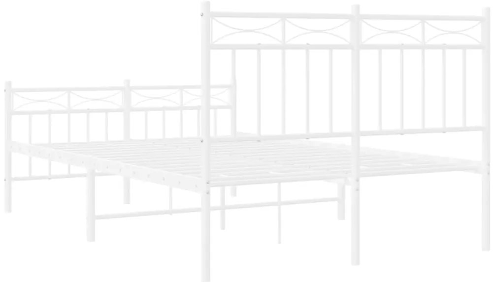 Estrutura de cama com cabeceira e pés 120x200 cm metal branco