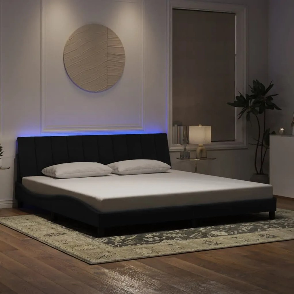 vidaXL Estrutura de cama c/ luzes LED 200x200 cm veludo preto