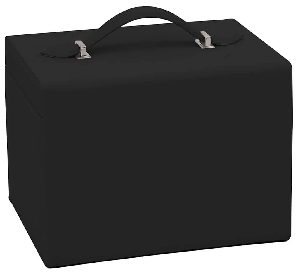 Caixa para jóias de 4 camadas com espelho com fechadura Preto