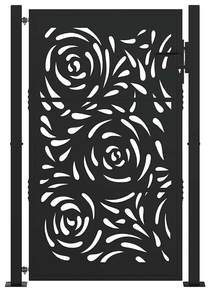 Portão de jardim 105x155 cm design de chama de aço preto