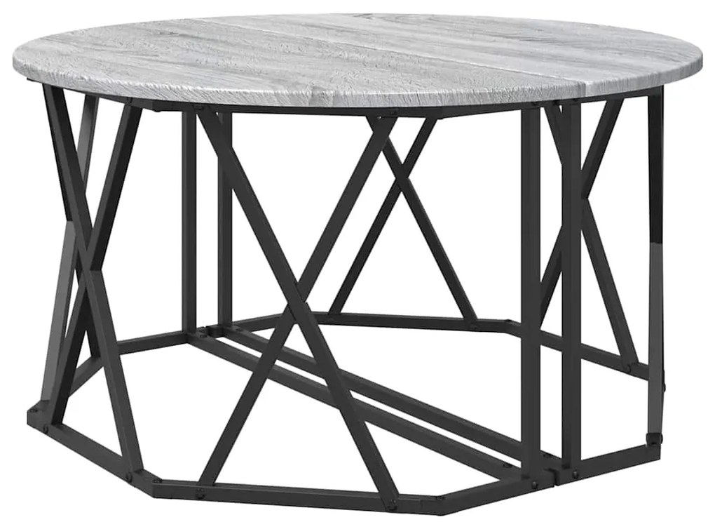Mesa de Centro Cinza Sonoma 80x80x42 cm Feita de Madeira Engenharia