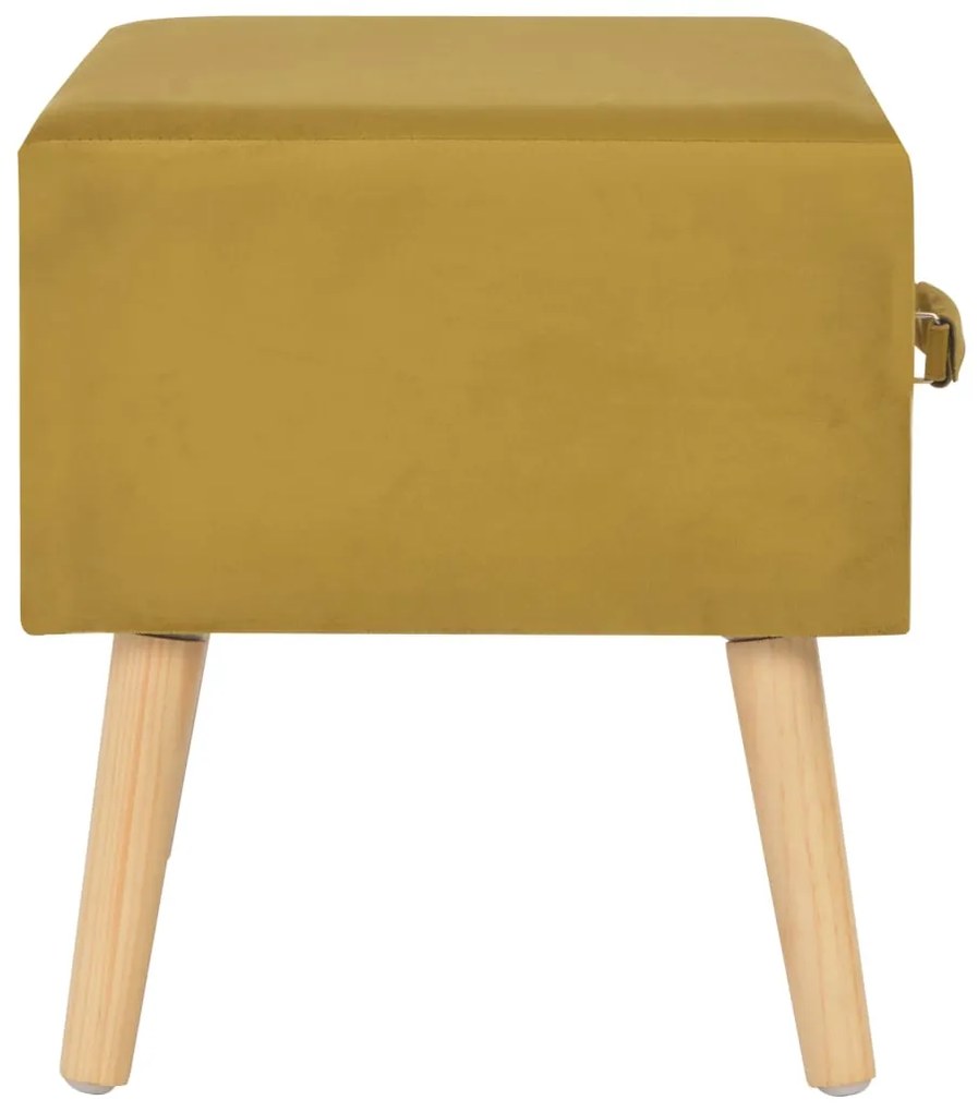 Mesa-de-cabeceira 40x35x40 cm veludo mostarda