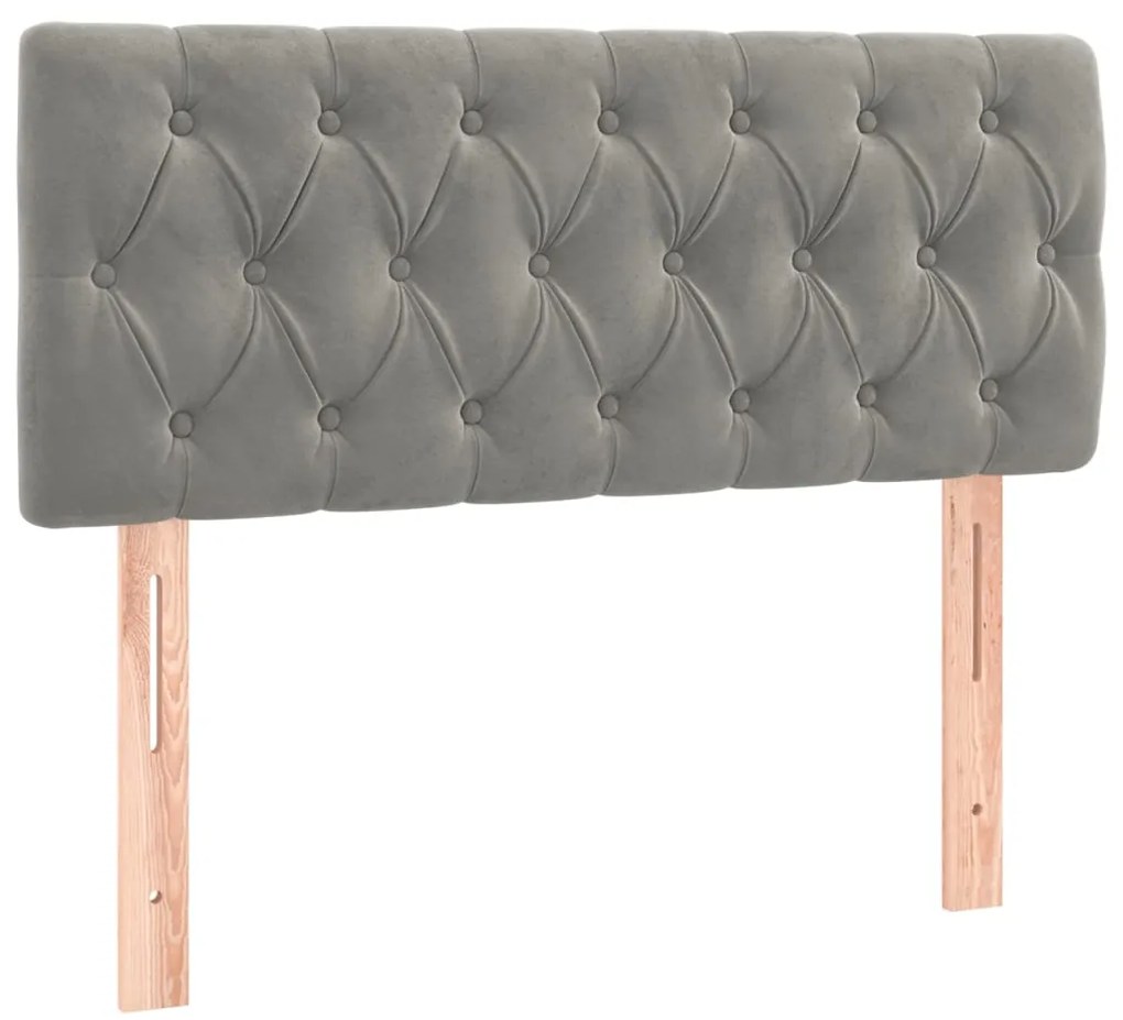 Cama box spring c/ colchão/LED 120x200 cm veludo cinzento-claro