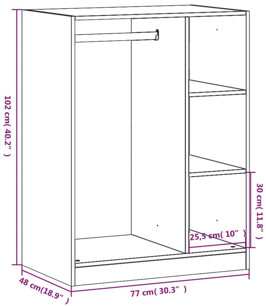 Roupeiro 77x48x102 cm derivados de madeira carvalho castanho