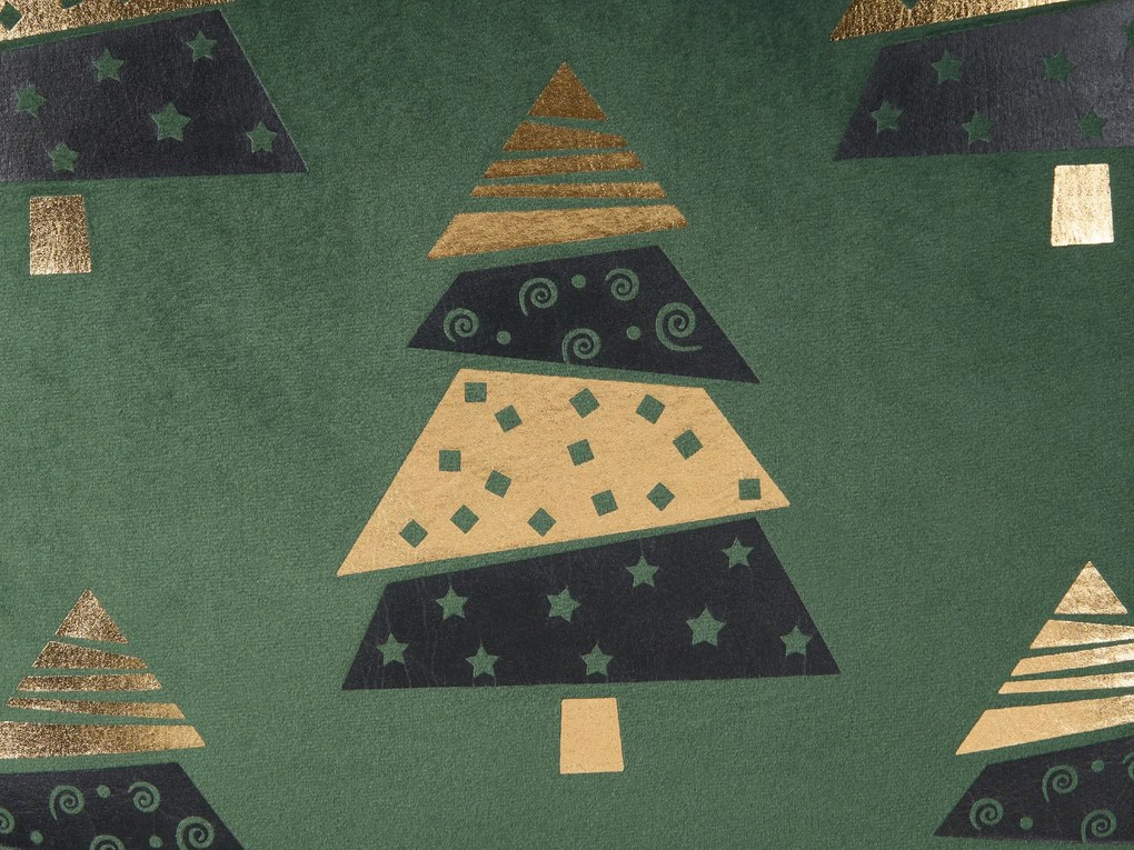 Conjunto de 2 almofadas decorativas com padrão natalício em veludo verde 45 x 45 cm GOLDSPRUCE Beliani