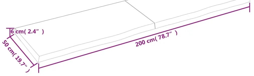 Tampo de mesa 200x50x(2-6) cm carvalho tratado castanho-claro