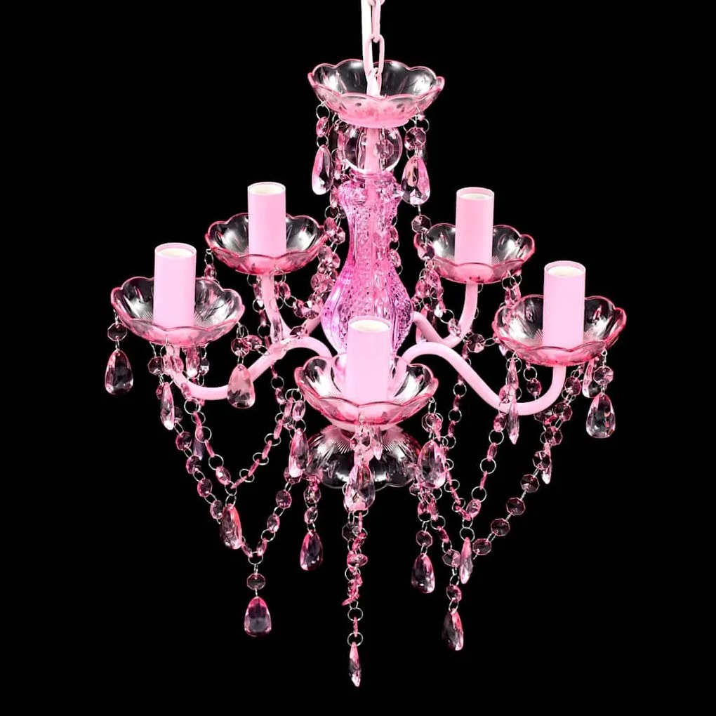 Lustre rosa com 5 bulbos