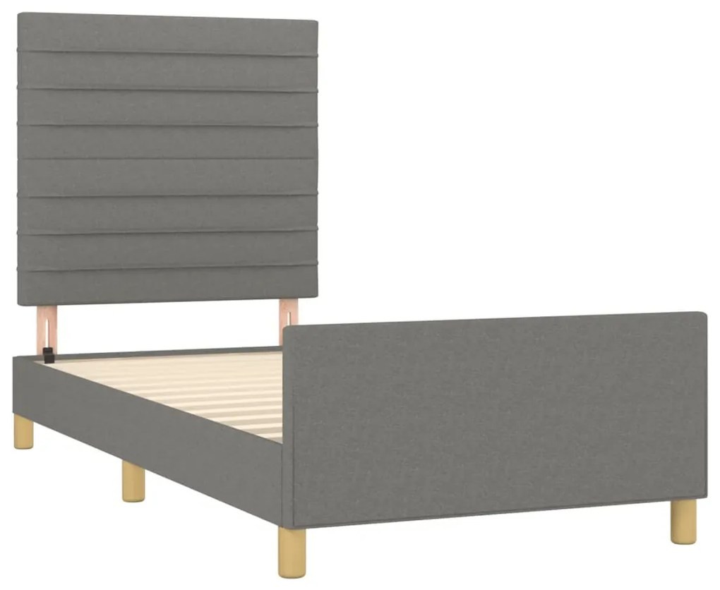 Estrutura de cama sem colchão 90x200 cm tecido cinzento-escuro