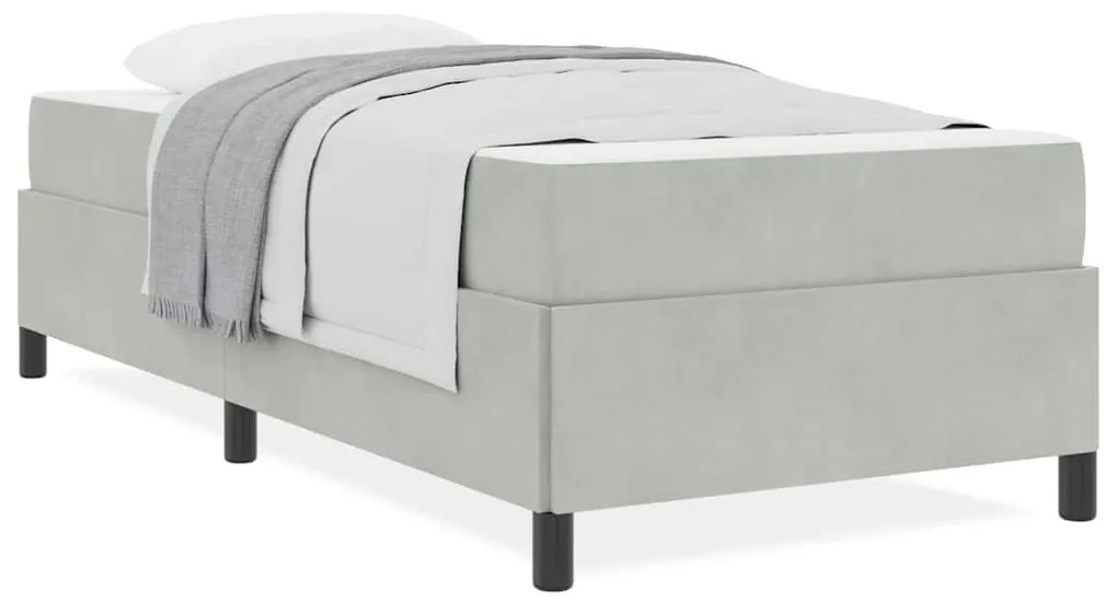 Estrutura da Cama Branco e Cinza Claro 90 x 190 cm Veludo