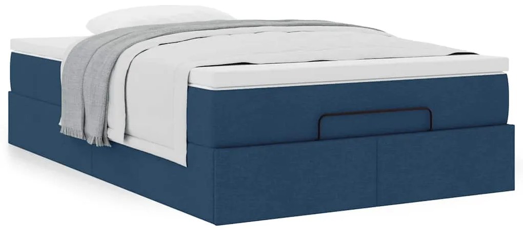 Estrutura de cama otomana com colchão 120x200 cm tecido azul