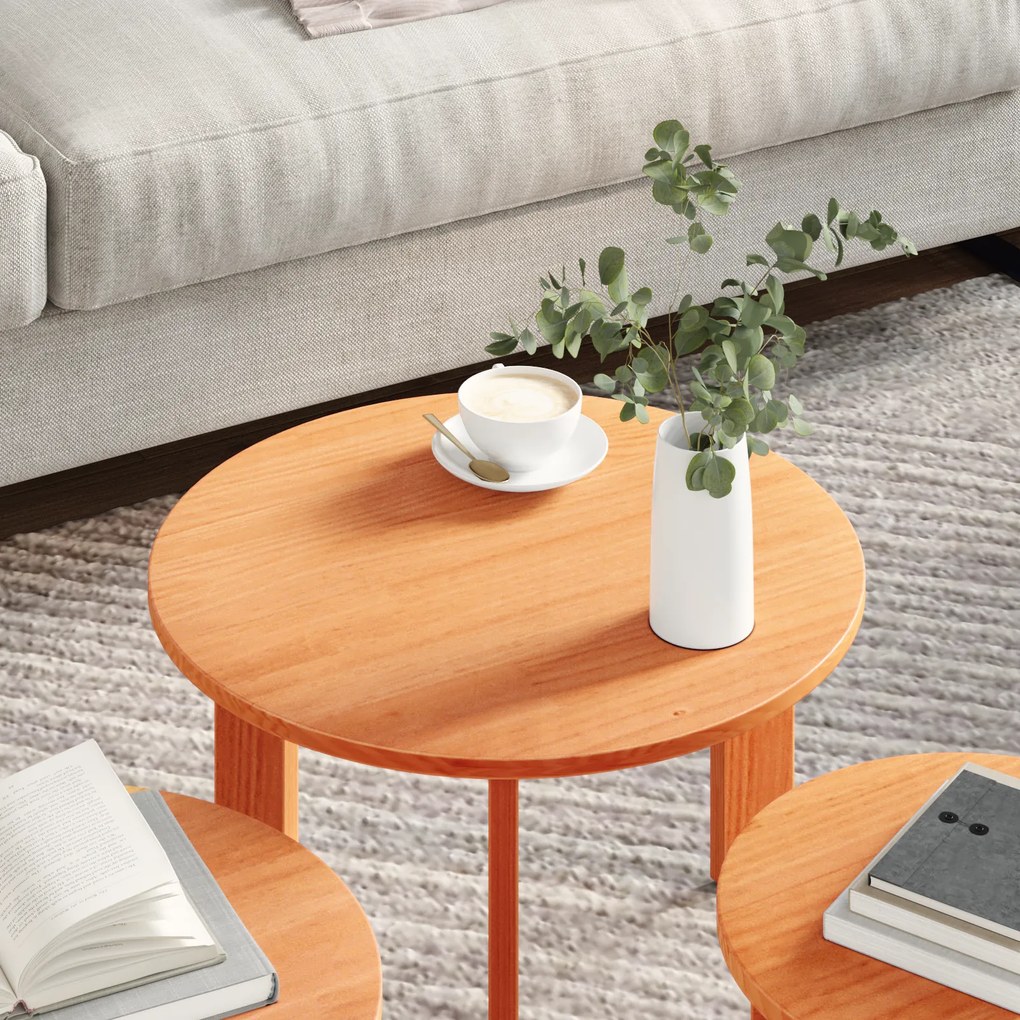 Conjunto de Mesas de Café 3 pcs Castanho-mel