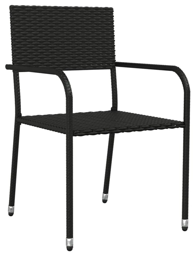 5 pcs conjunto de jantar p/ jardim vime PE preto