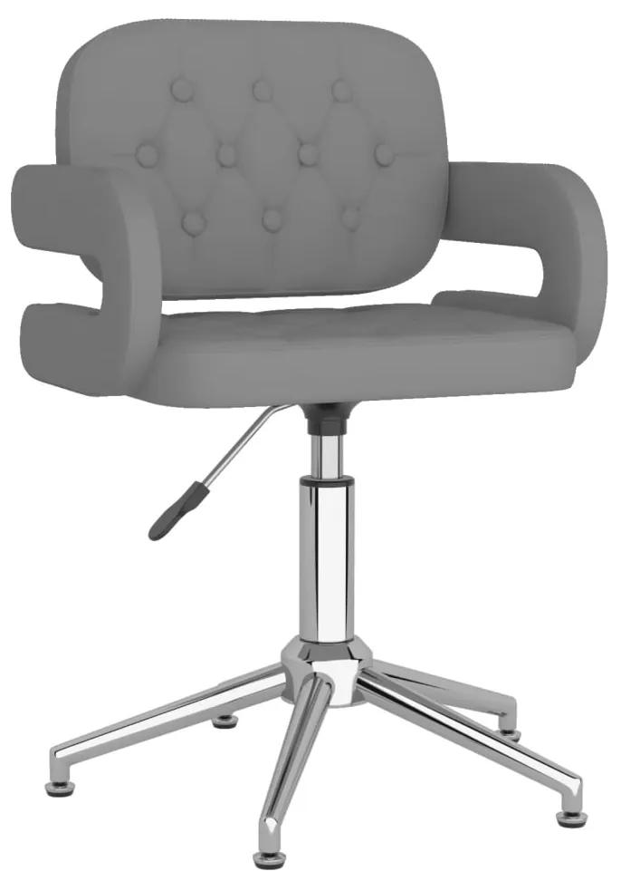 3089221 vidaXL Cadeira de escritório giratória couro artificial cinzento