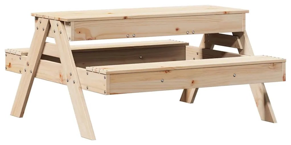 Mesa de piquenique com caixa de areia infantil pinho maciço