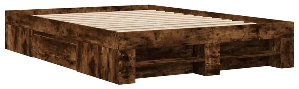 Estrutura de cama 135x190 cm derivados madeira carvalho fumado