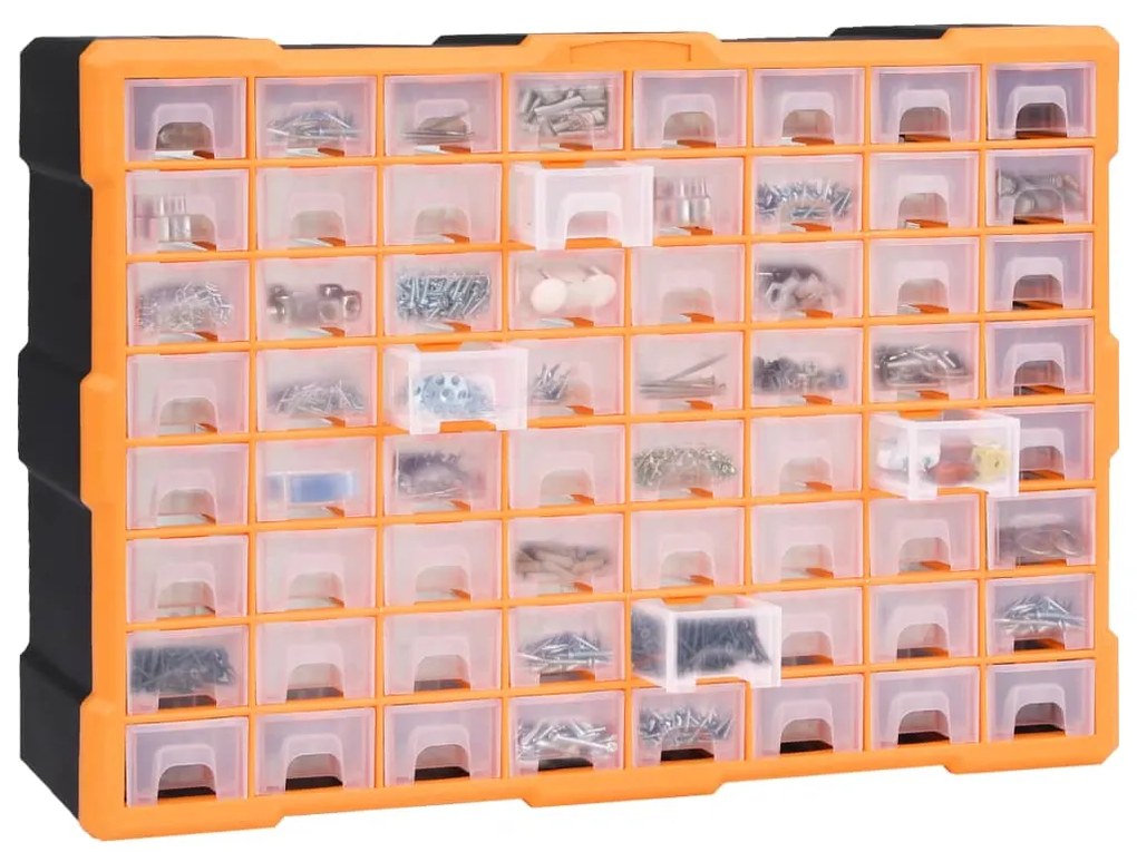 Caixa organizadora com 64 gavetas 52x16x37,5 cm