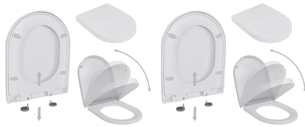 Assentos sanita com tampas de fecho suave 2 pcs plástico branco