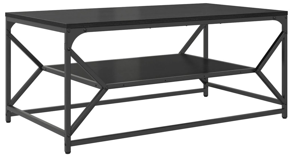 mesa de centro com prateleira Carvalho Preto 90x50x40 cm Madeira Enge