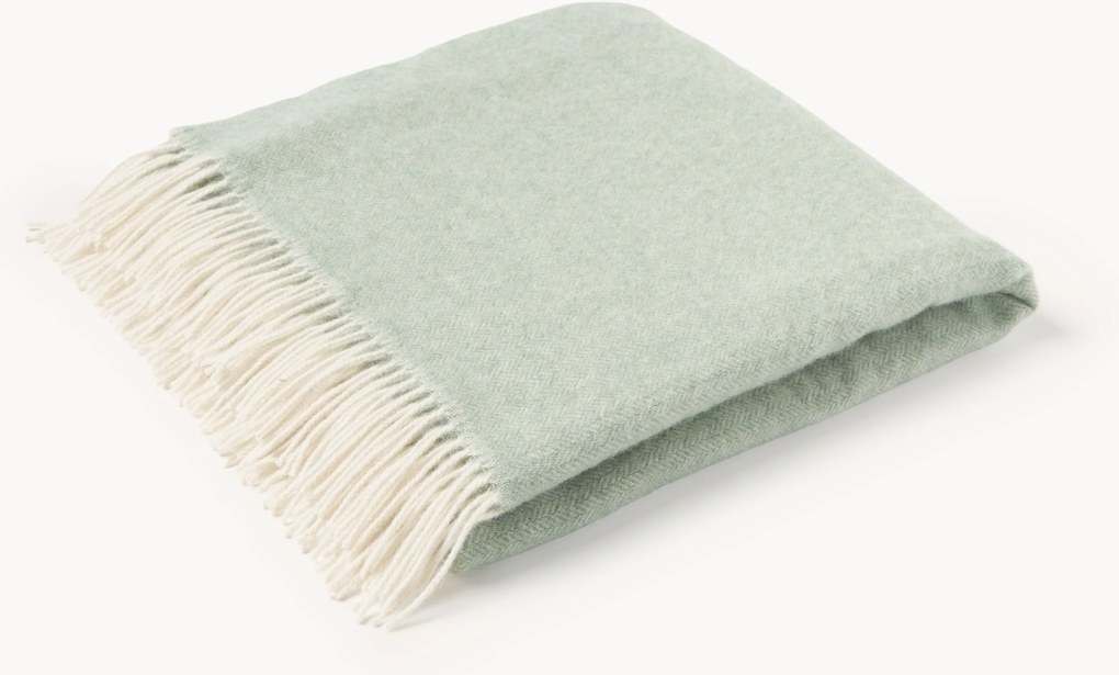 Manta em lã com padrão de ziguezague e franjas Tyrol