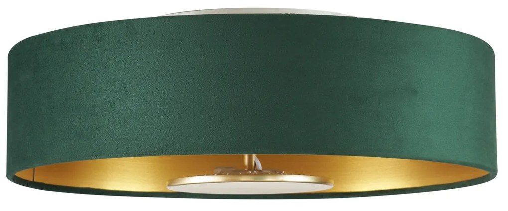 Plafon moderno verde com interior dourado incluindo LED regulável em 3 níveis - Bredow Moderno